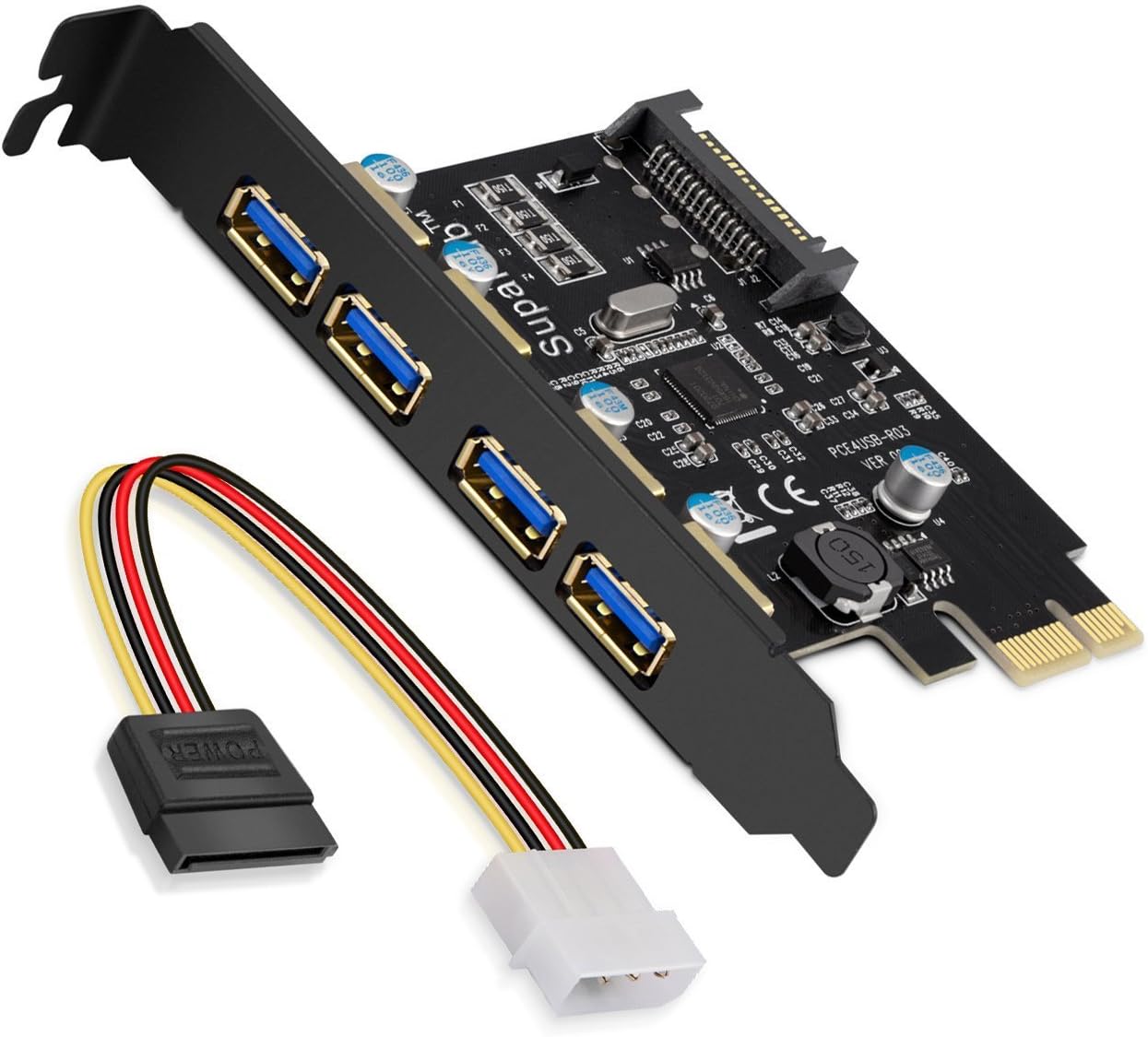 SupaHub PCIE to USB 3.0 4Port PCI Express Expansion Card, Supports