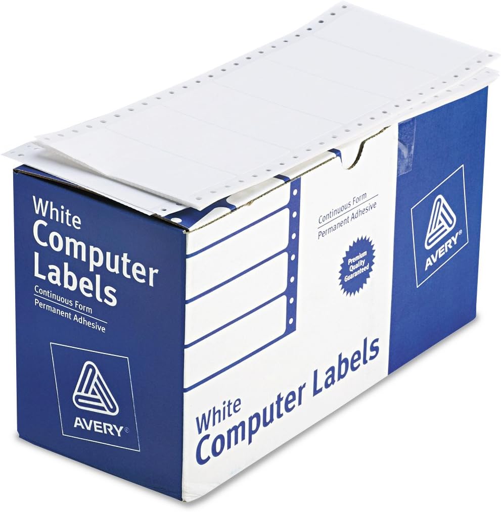 Avery 4022 Dot Matrix Mailing Labels, 1 Across, 1 15/16 x 4, White (Box of 5000) : Office Products