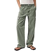 Flamingals Straight Leg Mid Waist Solid Flap Pocket Comfort Stretch Women Casual Pants for Everyday Wear