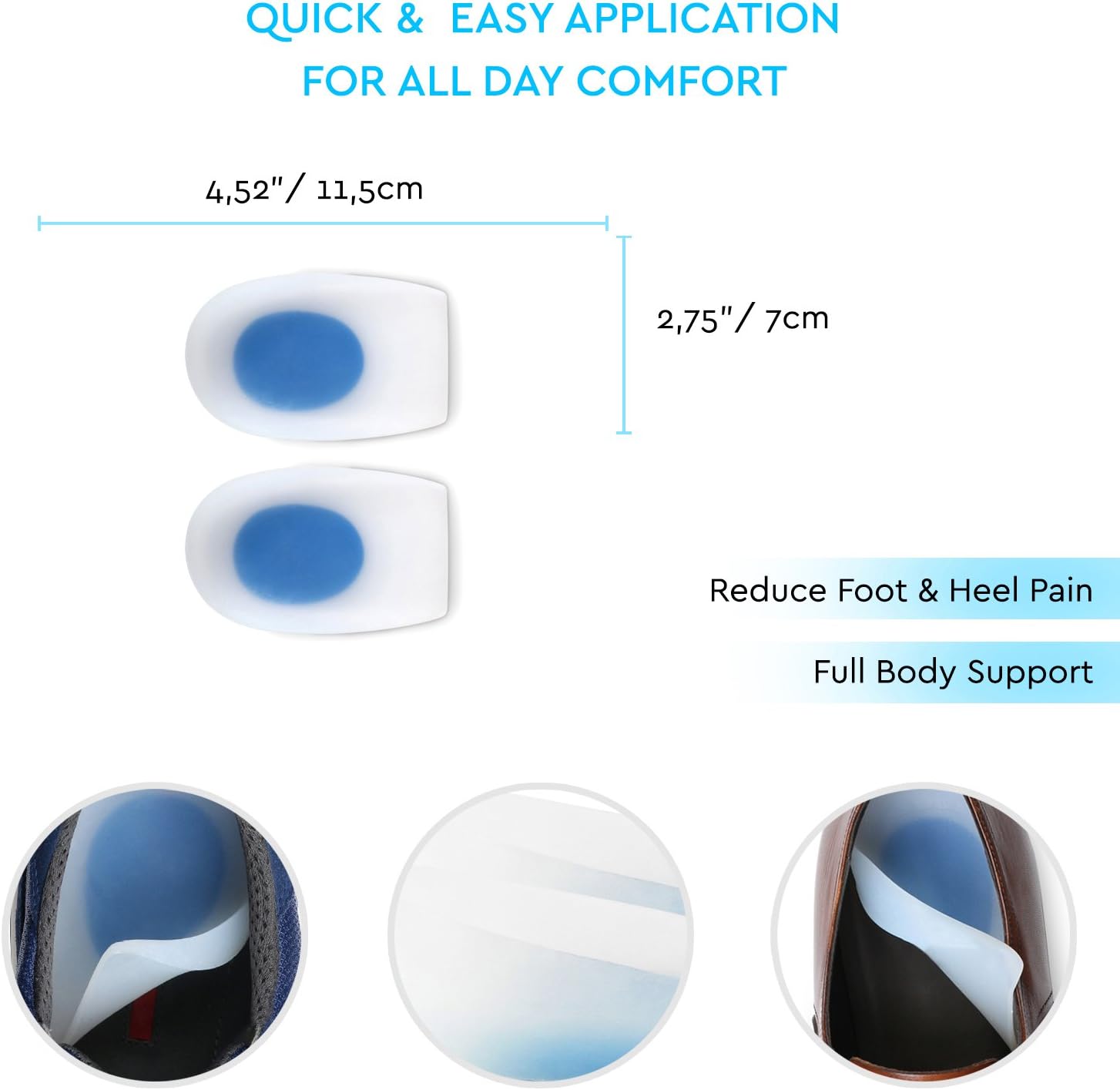 Soles Silicone Heel Cups (Pair) Soft Cushions to Help Relieve Foot Pain, Bone Spurs, Plantar Fasciitis - Hypoallergenic, Stain and Odor Resistant - Unisex - XL / 42-43-44: Health & Personal Care
