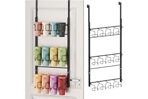 SWTYMIKI 3-Tier Water Bottle Organizer – Over the Door Stanley Cup Holder, Cup Organizer for Door or Wall Mount Option, Stanley Accessories for Pantry, Dorm, Office, RV Use, Black