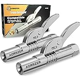 AORRZER Grease Gun Coupler 2 PCS, Strong Lock-on Greases Gun Couplers, 12000 PSI High Pressure Coupler Quick Release Grease, 