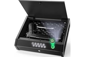 HOLEWOR Gun Safe,Biometric Gun Safes for Pistols with Two Gun Capacity, Fingerprint Quick Access Portable Handgun Safe Pistol Safe for Home Bedside Nightstand Car