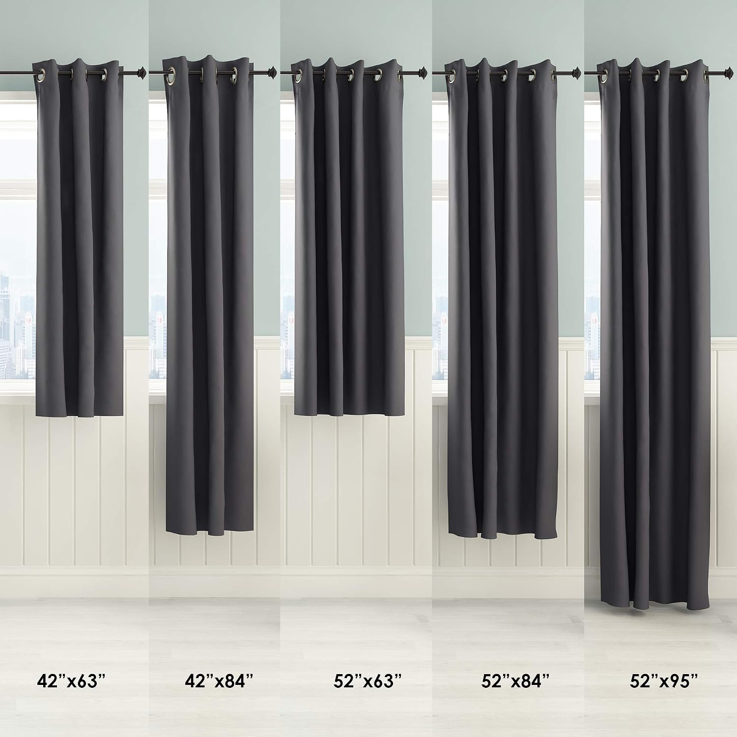 Furinno Collins Curtain 52x63 in. 2 Panels, White, W 52" x L 63" (2 Panels) - Image 3