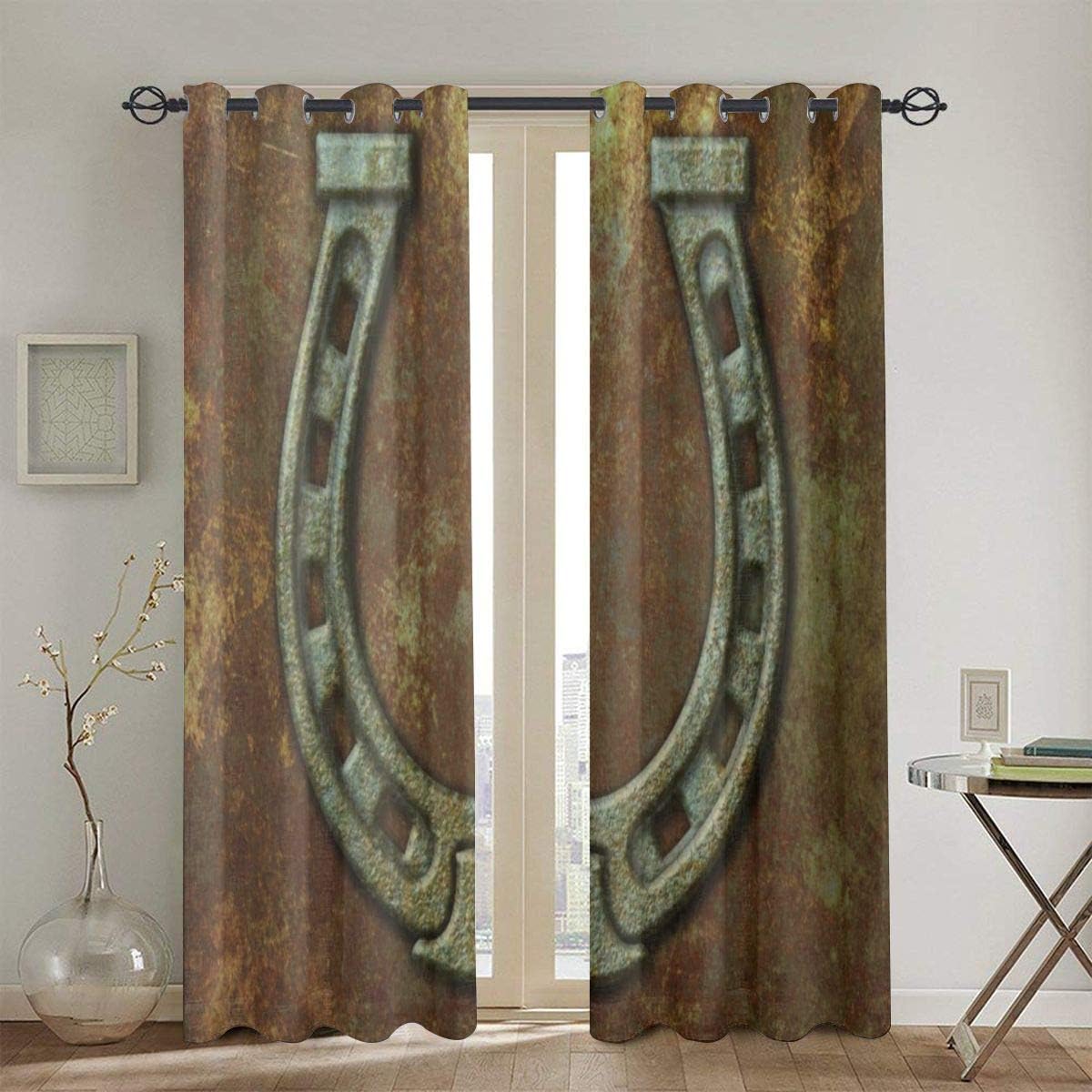 N / A Cortina Opaca Herradura oxidada Antigua Cortinas Opacas rústicas