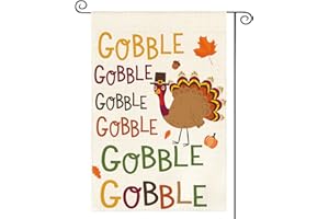AVOIN colorlife Gobble Gobble Turkey Garden Flag 12 x 18 Inch Double Sided, Fall Thanksgiving Yard Outdoor Decorative Flag