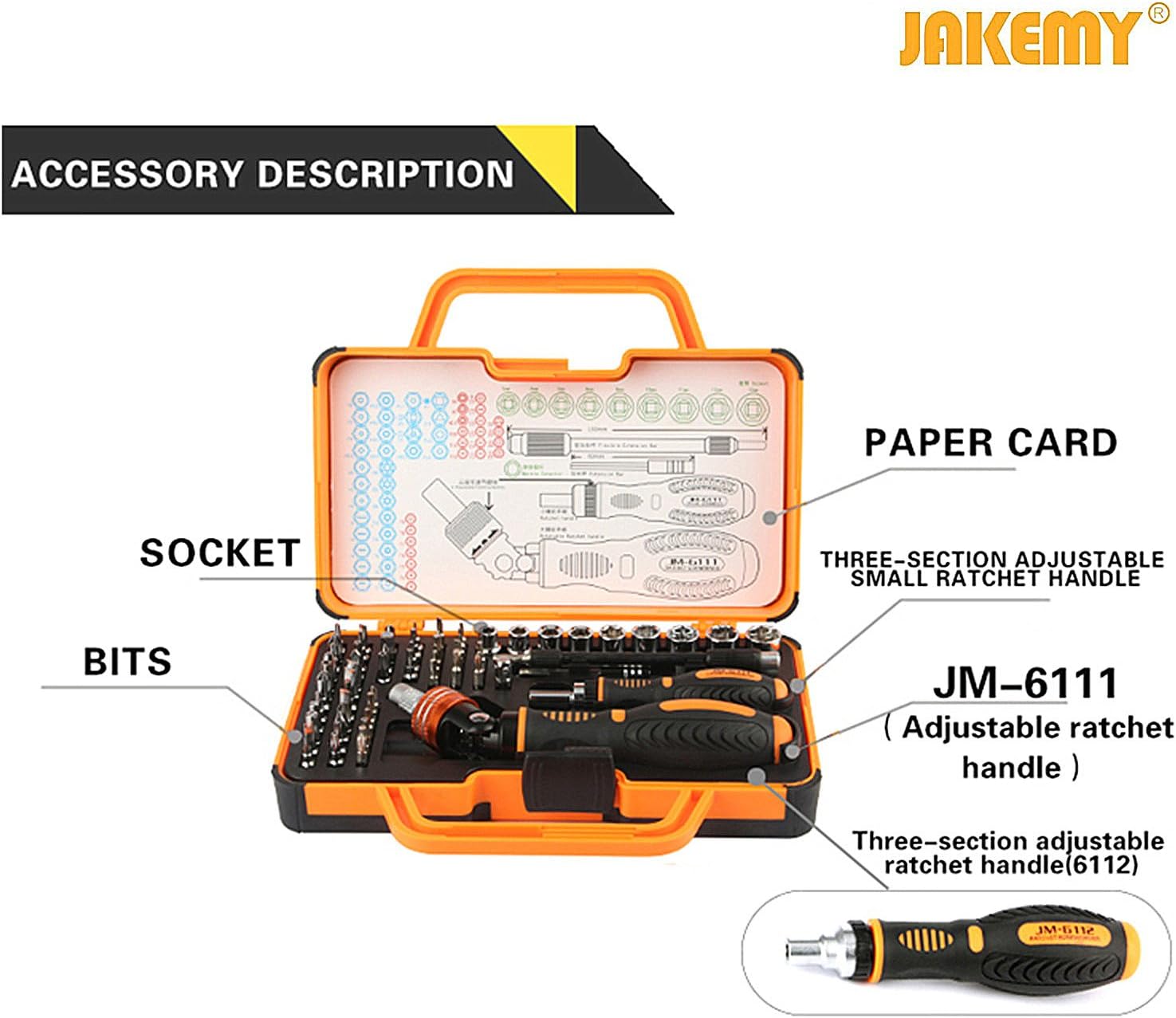 Jakemy Home Rotatable Ratchet Screwdriver Set, 69 in 1 Household Repair Toolkit, Disassemble Magnetic Kit for Furniture/Car/Computer/Electronics Maintenance: Home Improvement