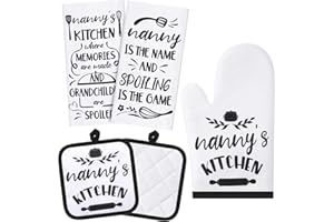 Tatuo Mother's Day Kitchen Gift Set for Mom Nanny - 5pcs Cooking Gift Set Includes 2 Microfiber Dish Towels, 2 Oven Pads, 1 O