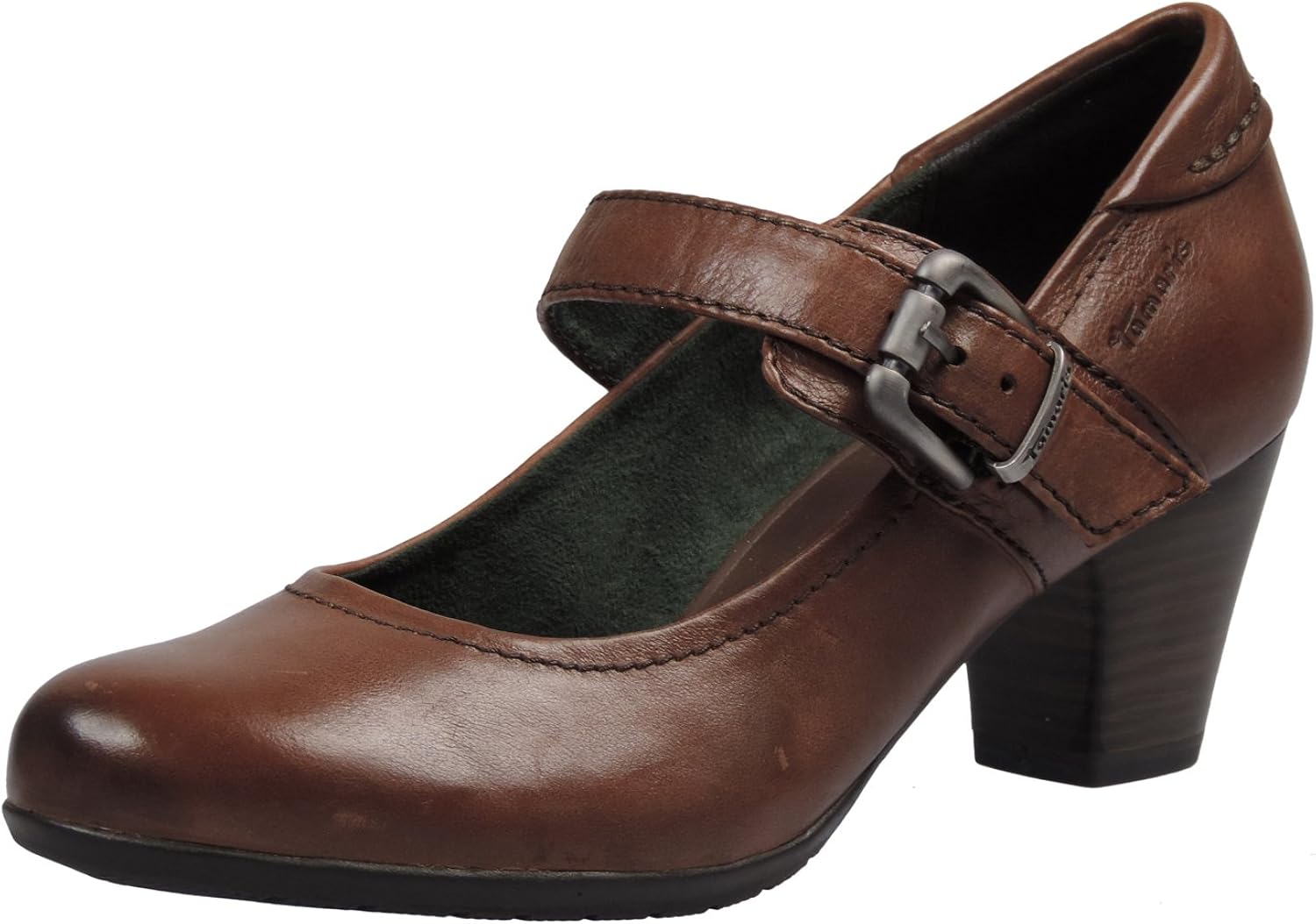 escarpin talon carré avec bride