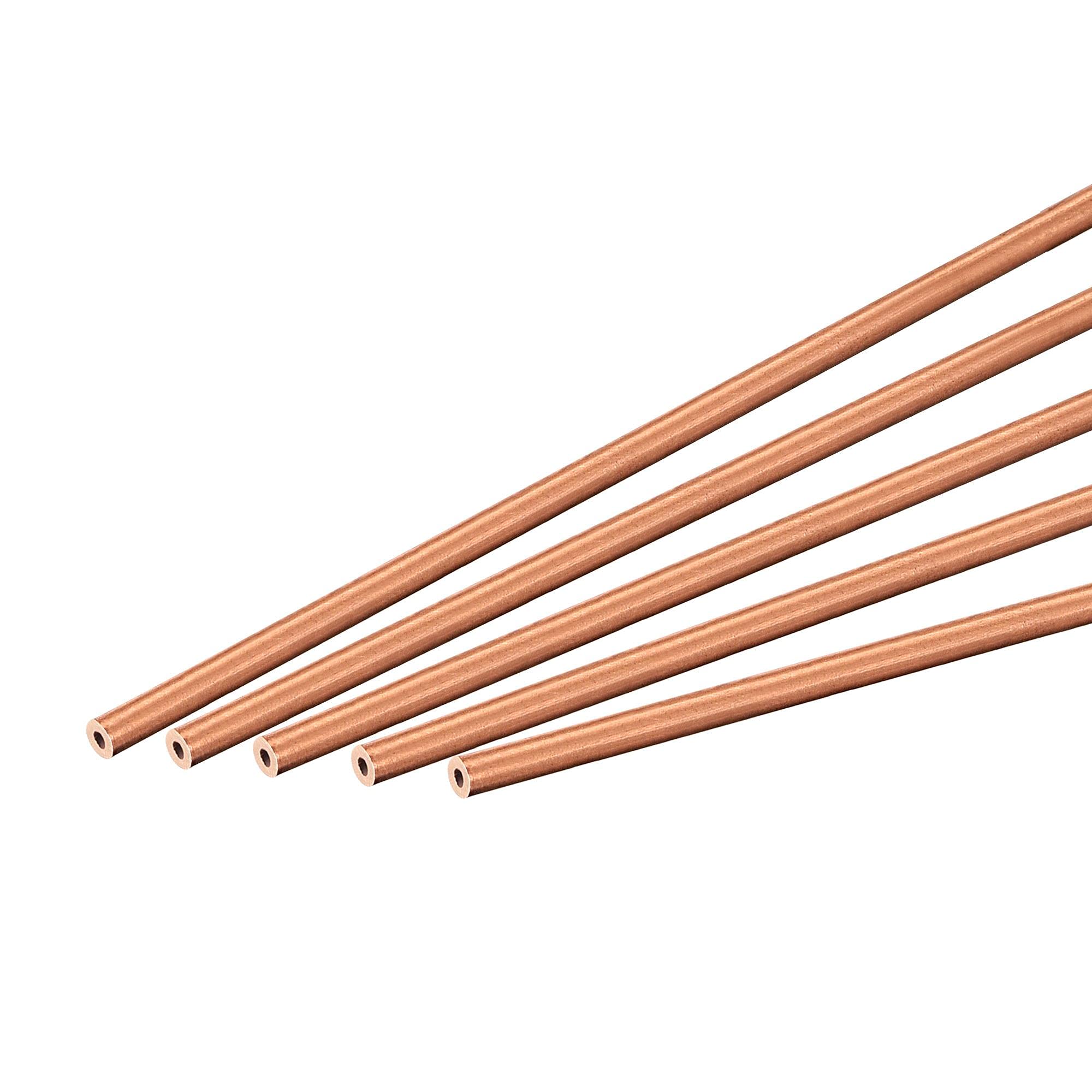 sourcing map Copper Round Tube 2mm OD 0.5mm Wall Thickness 300mm Length Pipe Tubing 5 Pcs