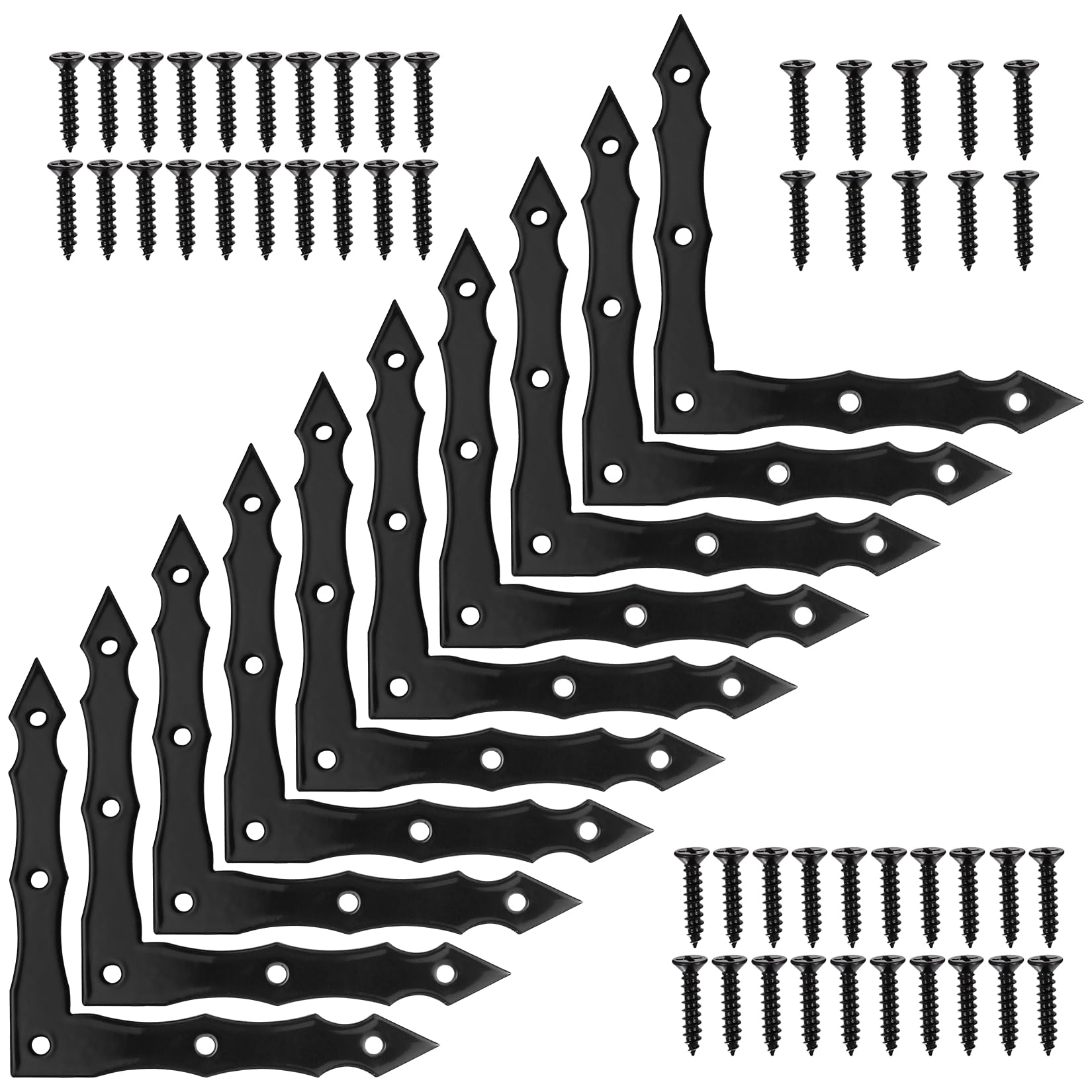 Photo 1 of Decorative Corner Brackets, 10pcs Barn Door Sliding Door L-Shape Corner Brace Bracket, Rustic Black Flat L Brackets, Joint Right Angle Bracket for Wood Garage Door Gates Shutters (100x100x15mm)