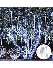 TOPIST Falling Rain Decoration Lights, Waterproof LED Meteor Shower Lights, 30cm 8 Tube 144 LED Icicle Snow Fall String Cascading Fairy Lights for Party, Holiday, Xmas Tree, Garden