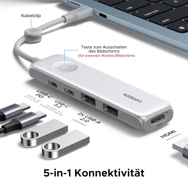 Revodok Pro Kompakt USB C Hub 10Gbps, Tragbarer Multiportadapter