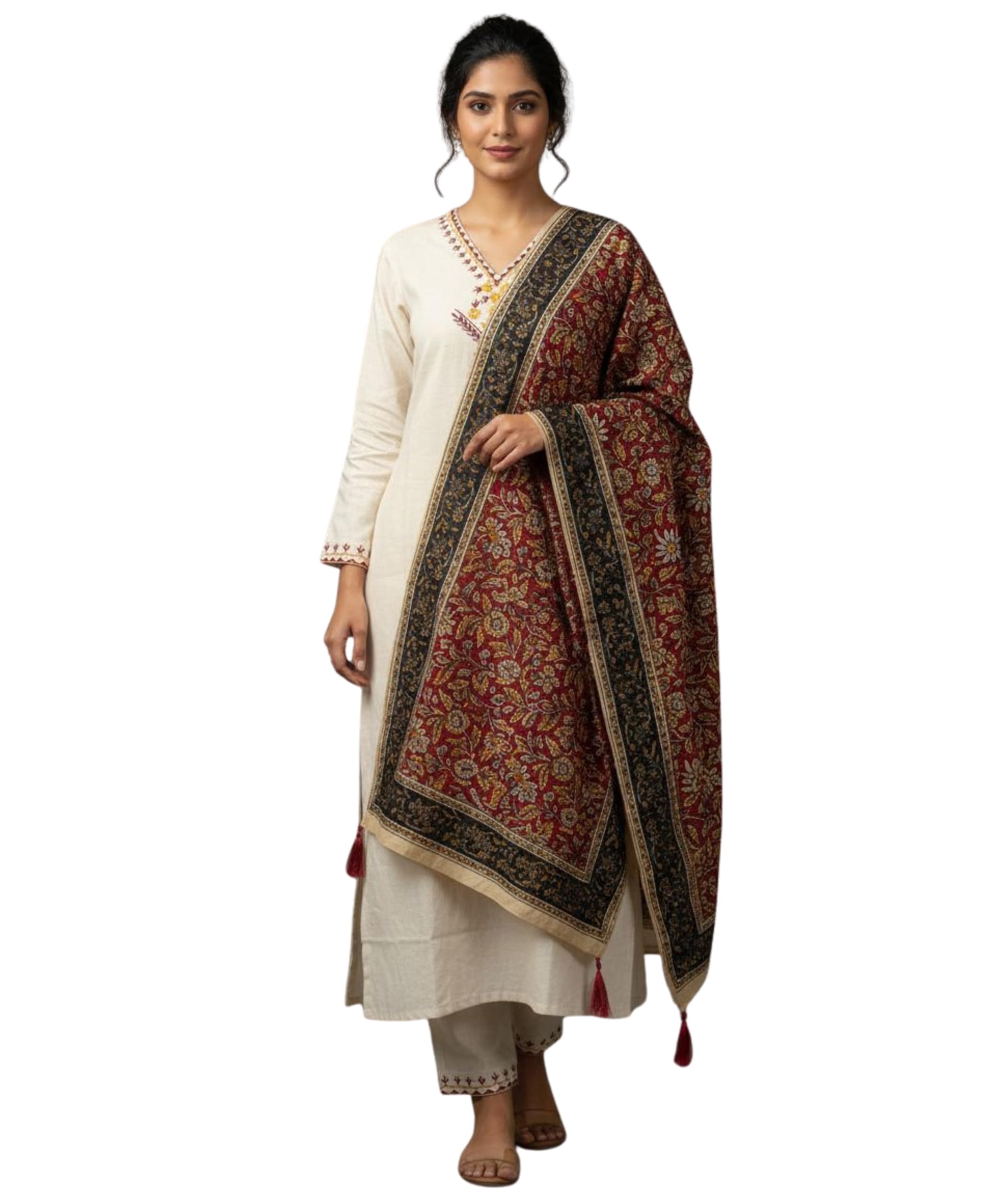 Photo 1 of **MISSING SCARF** ANUYA Women's Embroidered Kurta with handloom cotton flex kurta pant (US, Alpha, Medium, Regular, Regular)