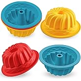 Webake 4 Inch Silicone Mini Fluted Cake Pan Set of 6, Nonstick BPA Free Fluted Tube Cake Pans for Baking, Muffins, Cupcakes