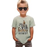 SANIXJOO Toddler Baby Boys Western T-Shirt Rodeo Howdy Graphic Shirt Kids Cowboy Outfits Summer Country Crewneck Tee Top