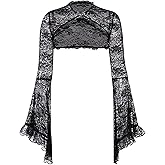 TSMNZMU Gothic Long Sleeve Crop Tops Vintage Black Lace Shrug Aesthetic Grunge Tops Y2k Party Sexy Crop Top