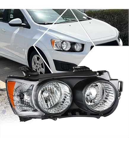 Driver Side Headlight Assembly For 2012-2016 Chevy Sonic - Chrome, Clear Lens, Halogen