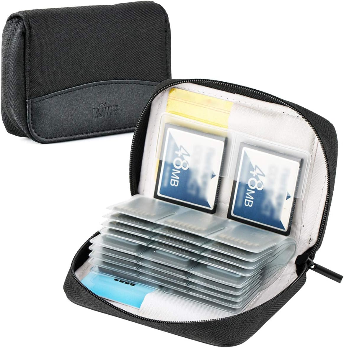 KIWIFOTOS 28 Slots Zippered Memory Card Carrying Case for 24 x SD/SDHC/SDHC cards + 4 x CF (Compact Flash) / XQD Cards