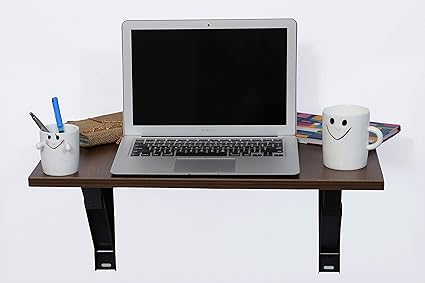 Dev Modular Urban Homes Wall Mounted Folding Laptop Table and Study Table (Moldau Acacia Dark)