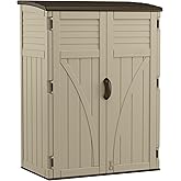 Suncast Outdoor Storage Shed, Water Resistant Resin Vertical Outdoor Storage Cabinet for Patio, Garden Tools, Cushions, &amp; Equipment, Weatherproof Multi-Wall Design, 54 cu. ft., Made in USA