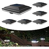 HUYIENO Solar Post Cap Lights,Outdoor Deck Fence Post Lights,Powerful Lithium Battery 20Lumens Two Light Modes Warm White/Bri