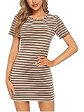 Floerns Women's Casual Short Sleeve Striped Bodycon T-Shirt Dress