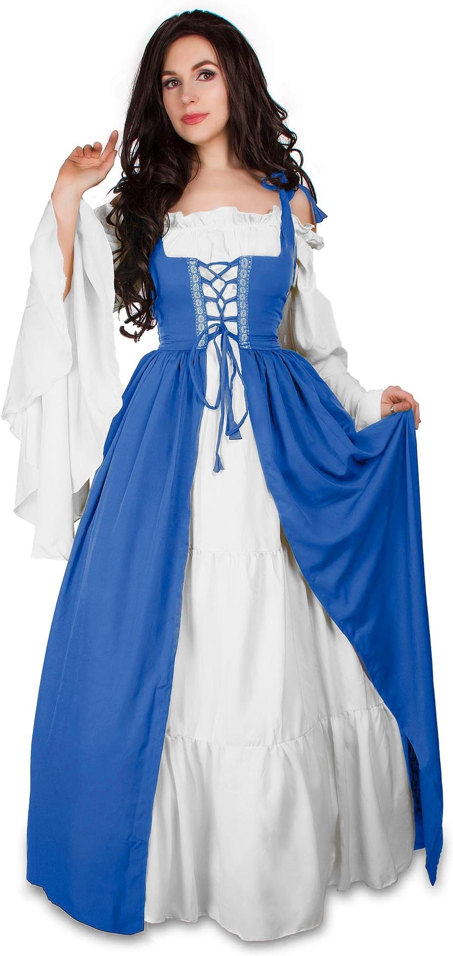 Mythic Renaissance Medieval Irish Costume Over Dress & Cream Chemise Set