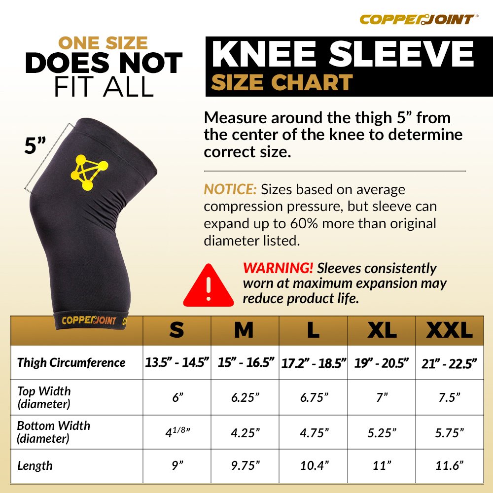 CopperJoint Copper Knee Sleeve, 1 Compression Fit Support GUARANTEED