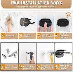 36 Pack Adhesive Hat Hooks for Wall, Super Strong