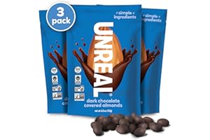 UNREAL Dark Chocolate Almonds - Certified Vegan, Gluten Free, Fair Trade, Non-GMO, No Sugar Alcohols or Soy (3 bags)