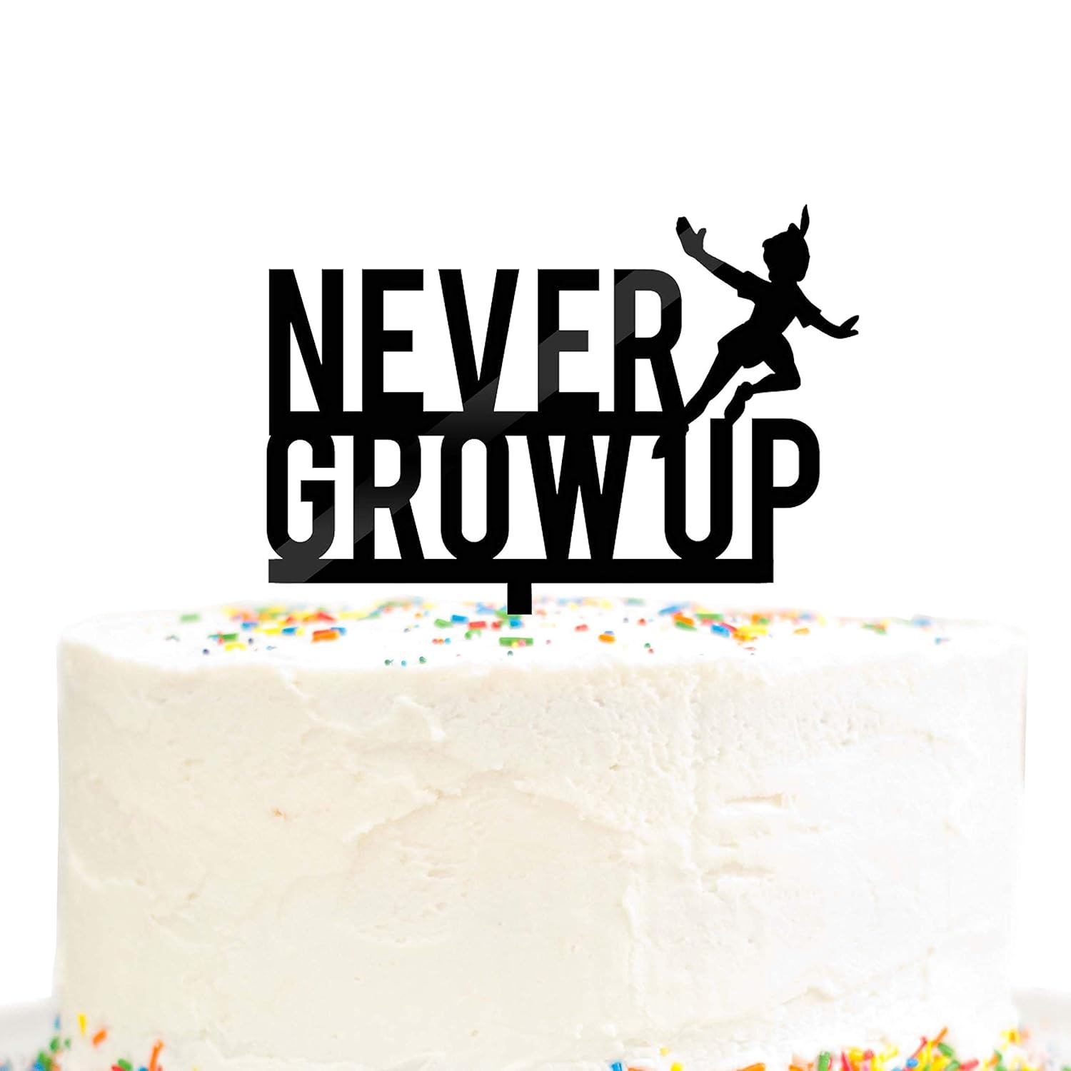 Amazon Com Never Grow Up Happy Birthday Party Cake Topper Black