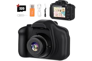 BAKOOR Kids Camera for Boys and Girls, Kids Digital Selfie Camera Toys Gift, Toddler Camera Christmas Birthday Gifts for Age 3 4 5 6 7 8 with 32GB SD Card Year Old Boy, Black