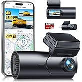 GKU Dash Cam Front and Rear Camera,4K+1080P Dual Dash Camera for Cars Built-in 5GHz WiFi GPS,with 64G SDcard,1.47" Display Da