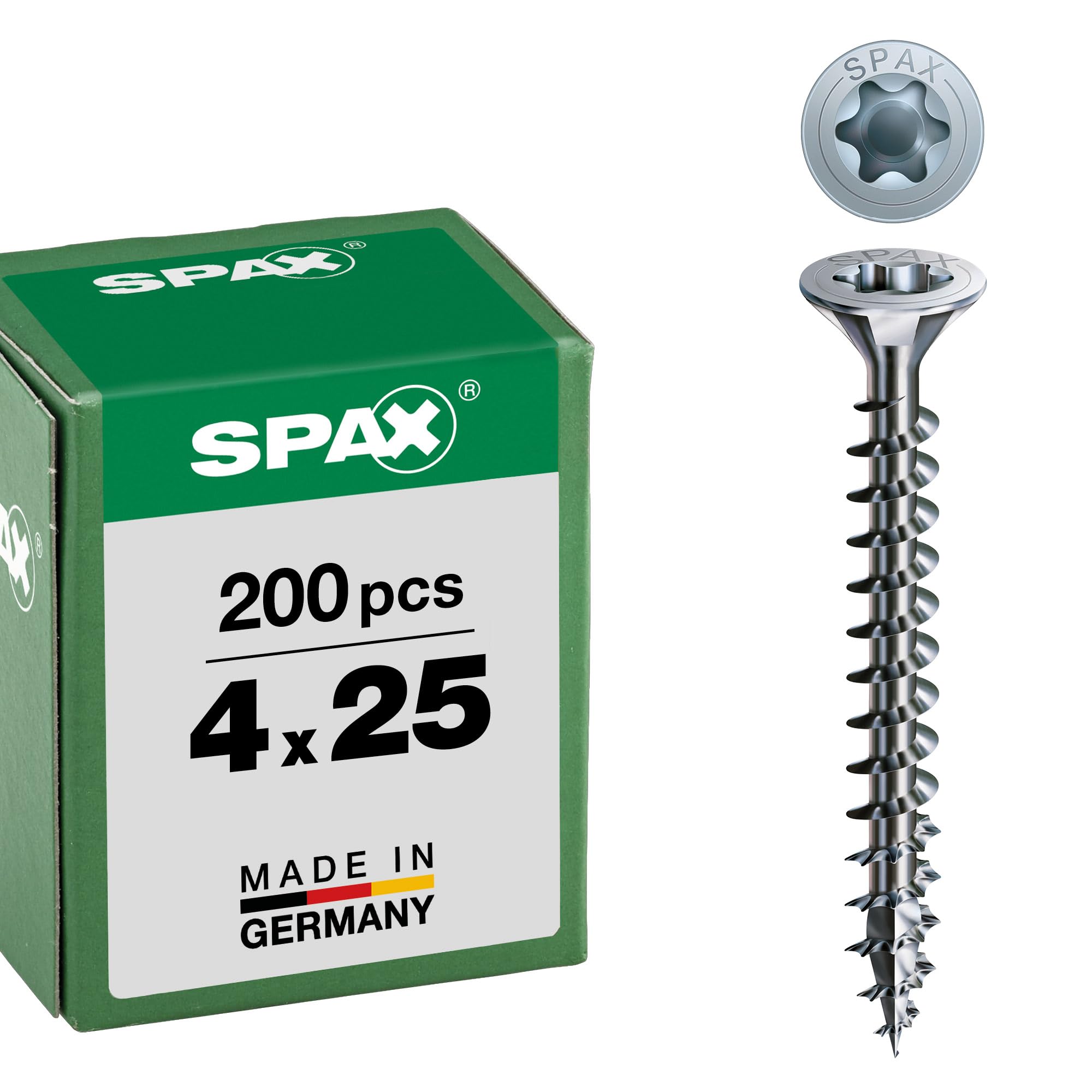 Spax 4CUT 1191010350155 Universal Screw, Countersunk, T-Star Plus, Fully Threaded, Galvanised Blank A2J, 1191010400253 โ image 1