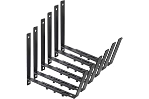 WEKIS Heavy-Duty Adjustable Window Boxes Planters Outdoor Bracket - 6 Pack Wall Mount Railing Planter Box Hanger, Ideal for Balcony, Fence, 6-12 Inches Box Holder