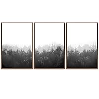 SIGNWIN 3 Piece Framed Canvas Wall Art Mountain with Fog Canvas Prints Home Artwork Decoration for Living Room,Bedroom - 16