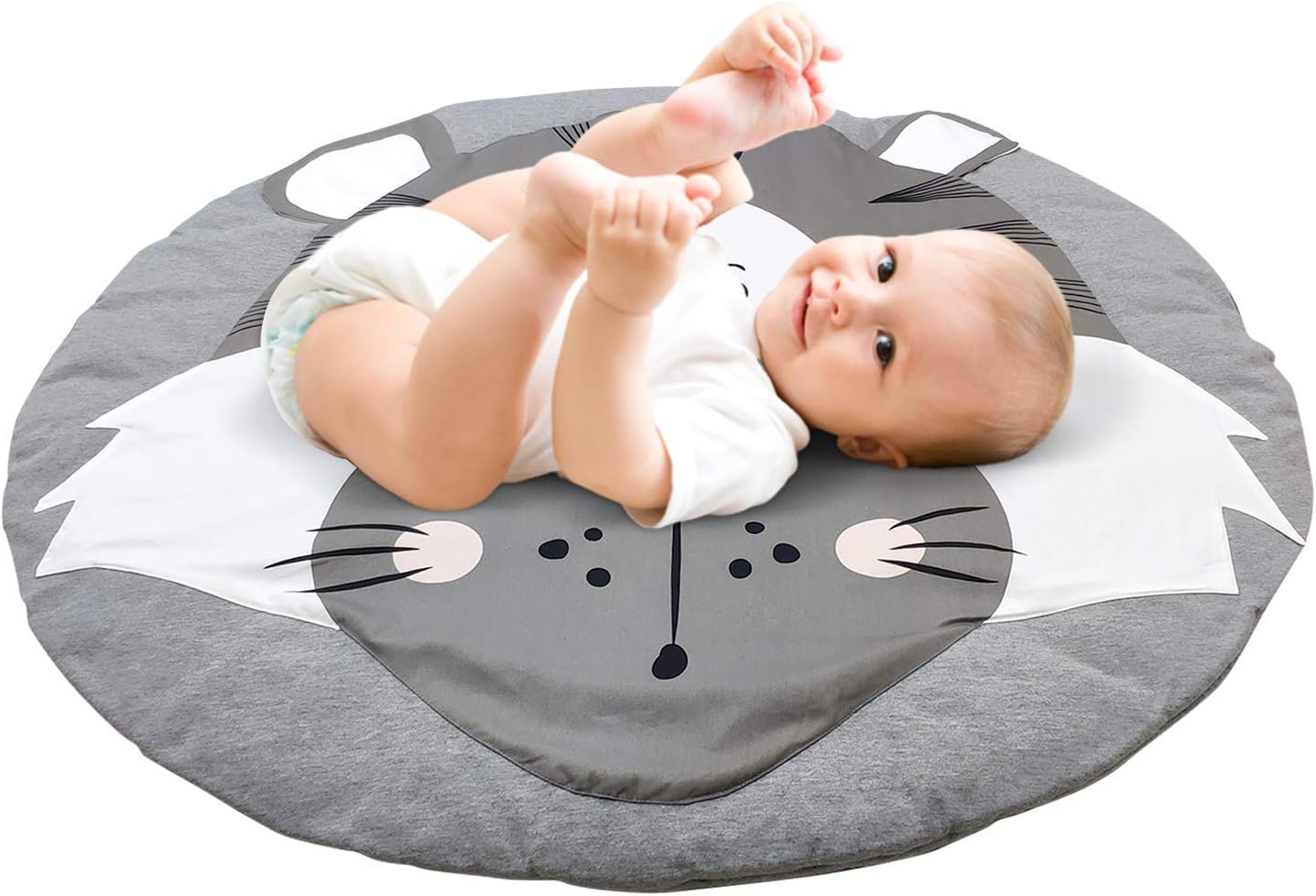 Dreamsdox Baby Crawling Mats 35.4 x 35.4 Inch Game Blanket Floor Playmats Kids Infant Child Activity Round Rug (Tiger)