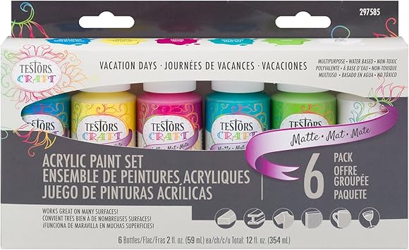 Testors Craft – Set de Pintura acrílica (6/Paquete Vacaciones días Mate: Amazon.es: Hogar