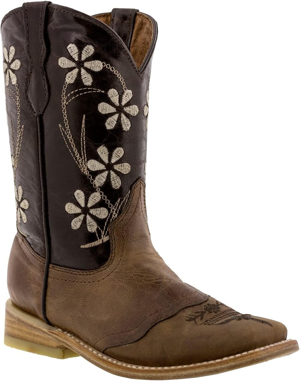 Veretta - Botas de Vaquera para niña, diseño Floral, Color café Oscuro