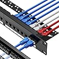 CableGeeker Cat6 Patch Panel 24 Port with Inline Keystone, 10G Ethernet Support, 1U Network Patch Panel UTP 19-Inch with Removable Back Bar, Compatible with Cat6, Cat5e, Cat5 Rackmount Cabling