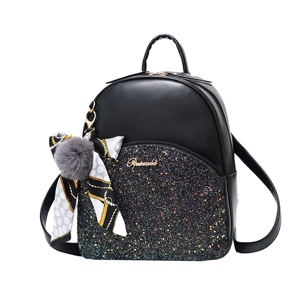 NIYUTA Backpacks Women Fashion PU Shoulder Bags Large Capacity Travel Pupil Crossbody Bags Black