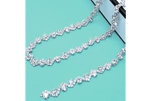 Yhsheen 1 Yard Bling Delicate Rhinestone Trim Crystal Rhinestone Chain Rhinestone Applique for DIY Decoration & Bridal Costume Embellishment