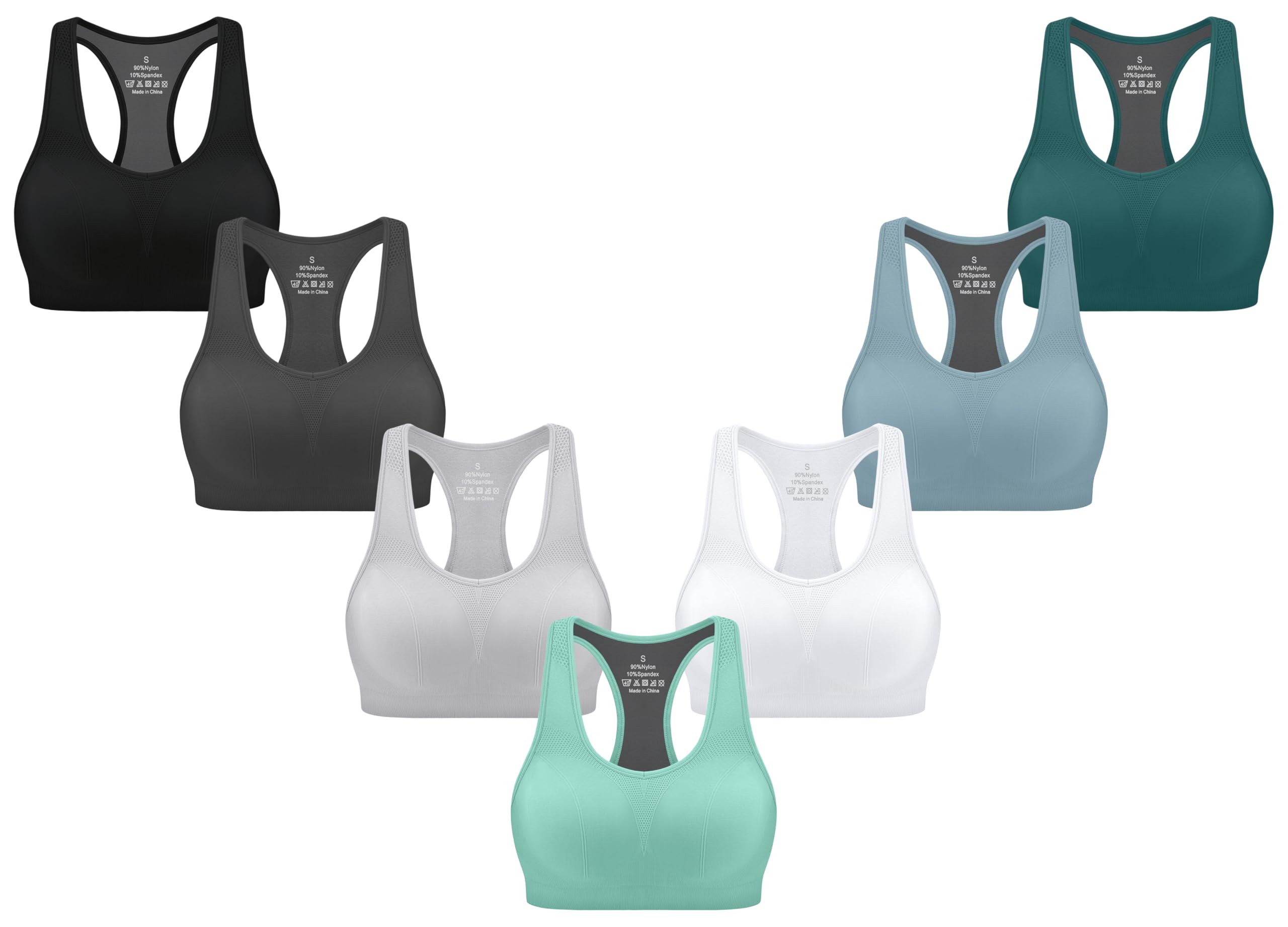 MIRITY Women Racerback Sports Bras - High Impact Workout Gym Activewear Bra Pack of 7 Image