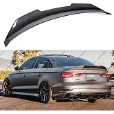 WheelX Real Carbon Fiber Rear Spoiler Compatible with 2014-2020 Audi A3 S3 RS3, PSM Style Duckbill Fits for 14-20 4 Door Sedan, High Kick Trunk Tail Deck Lid Wing Lip