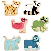 DJECO Mix &amp; Match, Wooden Animal Magnets, Kids 2+ | Creative Preschool Learning, Silly Creatures, Ideal for Home or School, Great Birthday Gift for Toddlers, Family Fun