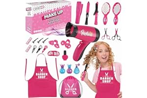 GZDUCK Hair Salon Toys for Girls- 43pcs Pretend Hair Salon Toys, Beauty Salon Playset Hair Styling Set Kids Hair Salon Playset Fashion with Hair Dryer Scissors Accessories Makeup Set Gift for Kids