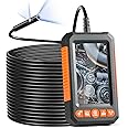 VEVOR Inspection Camera with Light, Screen Industrial Borescope, 1080P HD Split Screen, LED Lights Scope Camera for Automotive, Plumbing (4.3inch IPS Screen-49.2FT)