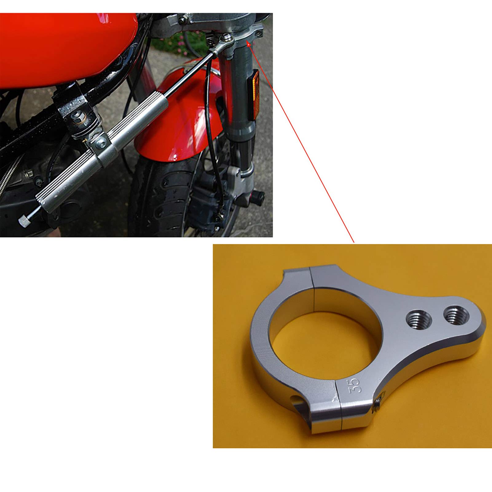 Steering Damper Bracket Clamp Motorcycle Fork Brackets 54mm,Universal CNC Steering Stabilizer Adjustable Bracket,Two Piece Frame Tube Mounting Clamp Motorbike Accessories Parts