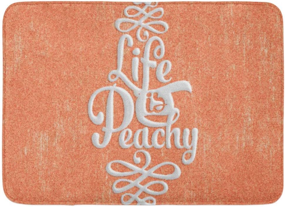 Amazon Com Coolest Secret Bath Mat Cute Funny Life Is Peachy Girly Peach And White Whimscal Bathroom Decor Rug 16 X 24 Home Kitchen